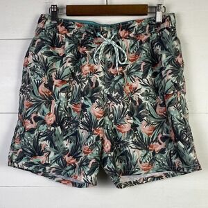 Goodfellow & Co Mens Swim Trucks Flamingo Print Sz  M Elastic Waist Drawstring